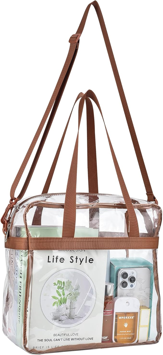 USPECLARE Clear Tote Stadium Approved, Security Travel & Gym Clear Bag for Work Sports Games Concerts