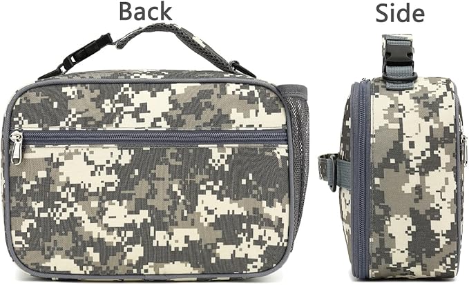 FlowFly Kids Lunch Bag, Durable Insulated School Lunch Box with Shoulder Strap and Bottle Holder, Water-resistant Thermal Small Lunch Cooler Tote for Teen Boys & Girls,Digital#Camo
