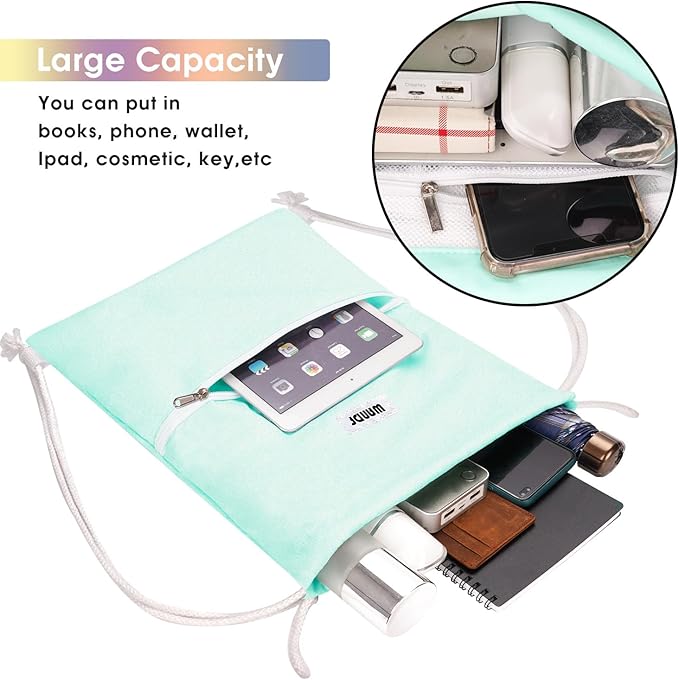 WANDF Drawstring Backpack String Bag Sackpack Cinch Water Resistant Nylon for Gym Shopping Sport Yoga (Mint Green)