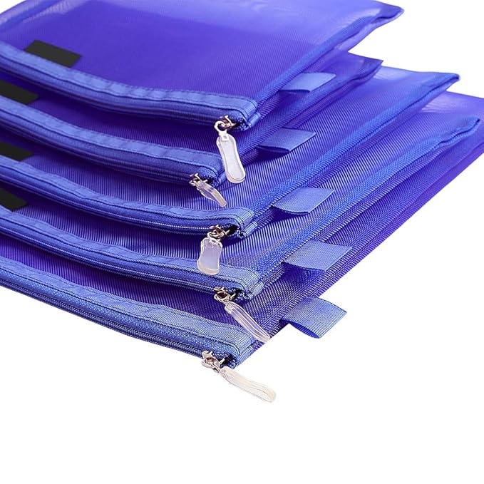 Clear Cosmetic Bags Zip Makeup Mesh Bags Pencil Case Pouch Travel Toiletry Kit Set Storage Case (Dark Blue)