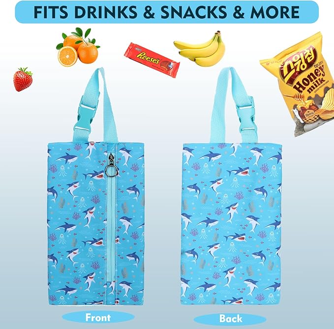 Insulated Snack Bag, Freezable Small Cooler Bag with Zipper and Adjustable Buckle, Rectangular Thermal Cooler Bag