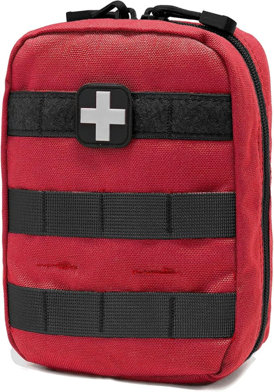 EMT Pouch MOLLE Ifak Pouch Tactical MOLLE Medical First Aid Kit Utility Pouch Carlebben (with Medical Supplies Red)