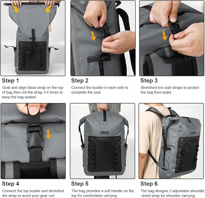 MIER Dry Bag Waterproof Backpack 30L Dry Sack Heavy Duty Roll-Top Closure for Kayaking, Beach, Boating, Swimming, Surfing