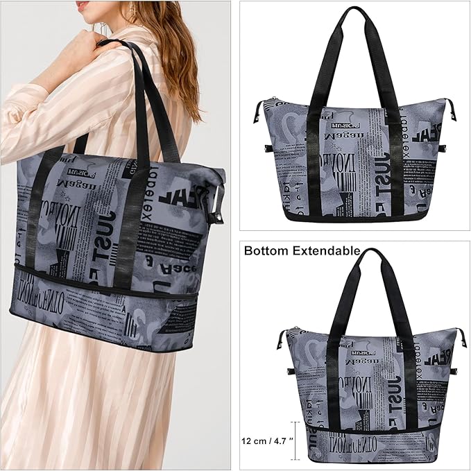 Womens Travel Duffel Bag Lightweight Sport Gym Bag Waterproof Weekender Overnight Bag with Wet and Dry Separation Pocket for Gym Training Yoga Fitness Swimming