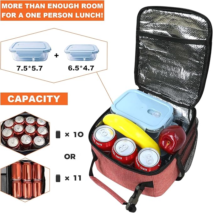 Femuar Lunch Box for Men Women Adults Small Lunch Bag for Office Work Picnic - Reusable Portable Lunchbox, Pink