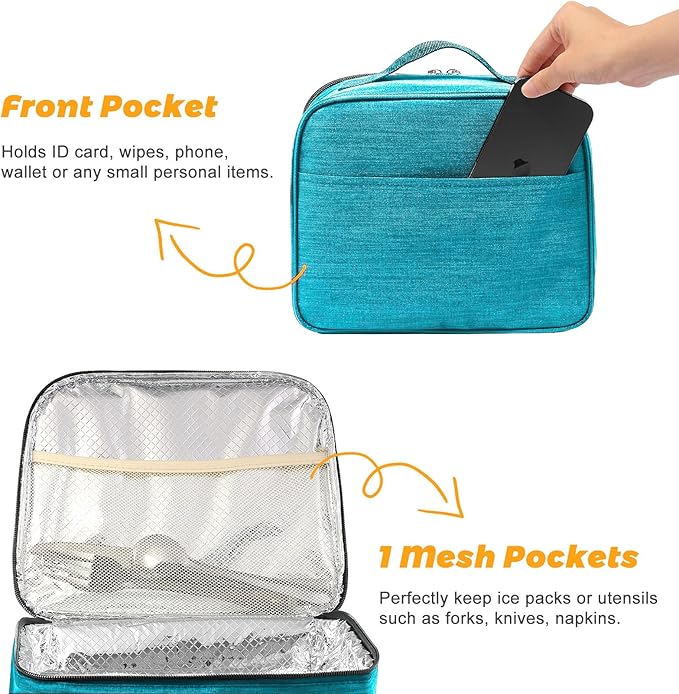 Lunch Box for Men - Reusable Lunch Bag Men Adult Women- Insulated LunchBox for Office Hiking Camping (Azure)