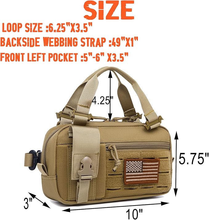 Molle Admin Pouch with Laser Cutting Loop,Car EDC EMT Molle Pouches, Large Capacity Tactical Pouch, EDC Pouch Organizer Include US Flag