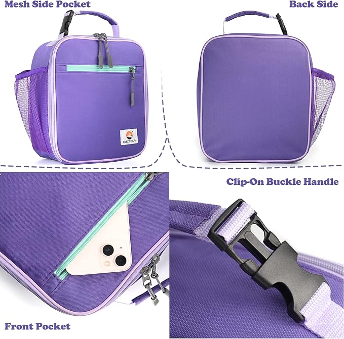 Lunch Box Kids,2 Packs Insulated Lunch Bag for Girls Boys,Soft Bag Mini Cooler Back to School Thermal Reusable Lunch Bag for Work School Picnic (Blue & Purple)