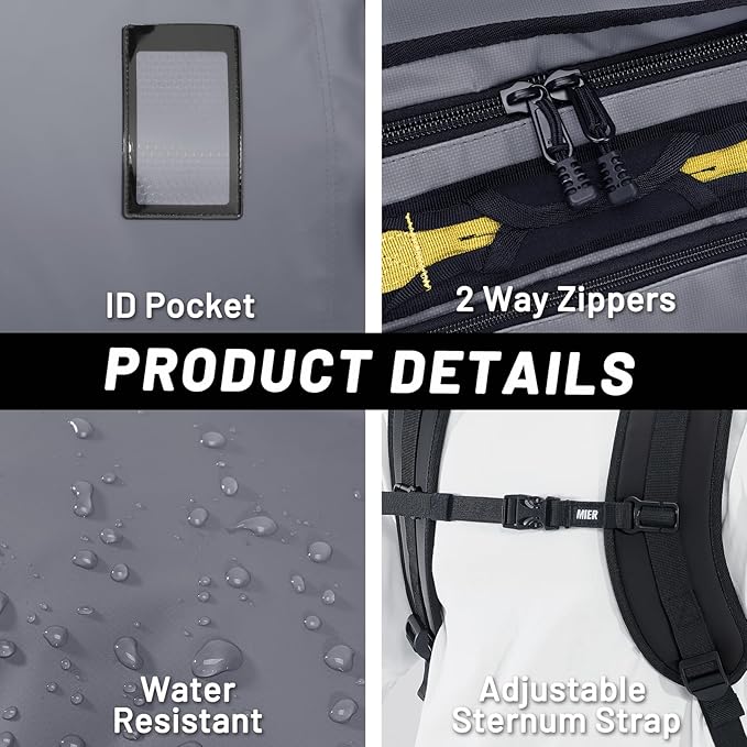 MIER Large Duffel Backpack Sports Gym Bag with Shoe Compartment, Heavy Duty and Water Resistant, Gray, 60L