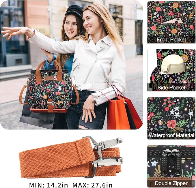 Joymee Large Insulated Lunch Bag for Women Adults, Reusable Waterproof Lunch Box for Work Picnic Camping, Small Lunch Cooler Leakproof Tote with Side Pocket Adjustable Shoulder Strap - Multi-Floral