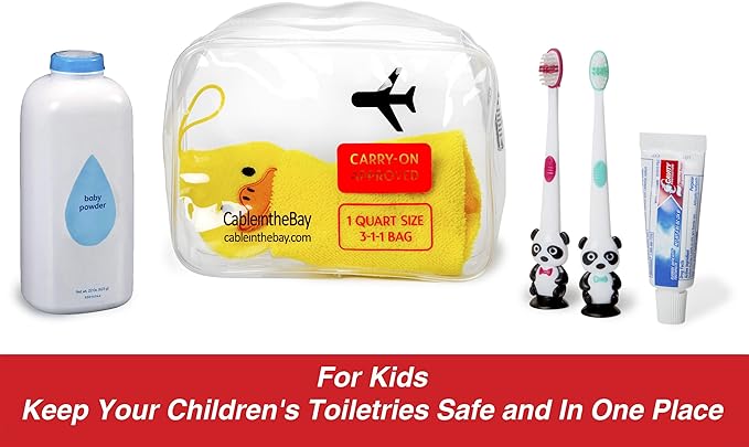 TSA Approved Clear Travel Toiletry Bag-Quart Sized with Zipper-Airport Airline Compliant Bag/Bottles-Men's/Women's 3-1-1 Kit+Travel (1 PACK)