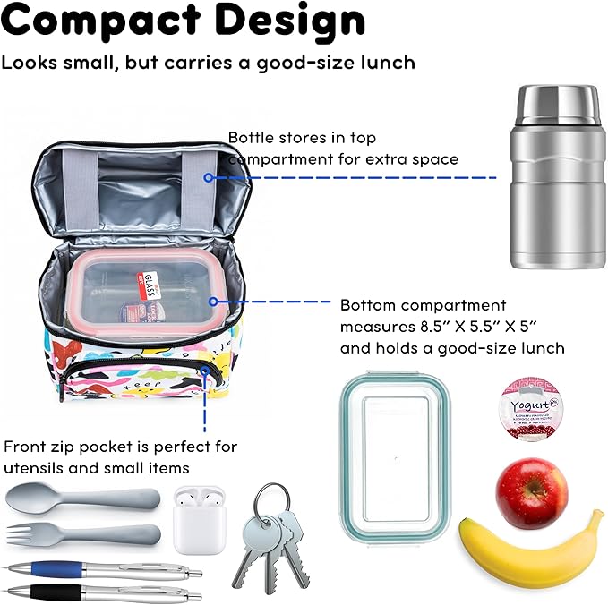 J World Corey Kids Lunch Bag. Insulated Lunch-Box for Boys Girls, Kiddo