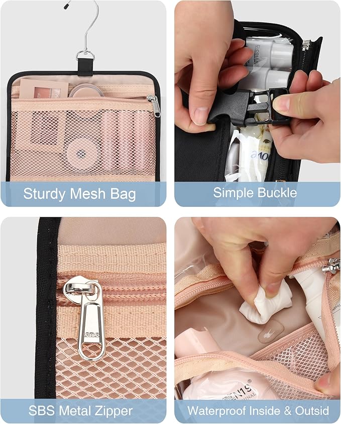 Relavel Travel Makeup Bag Hanging Toiletry Bag for Women Men TSA Approved Clear Bag Toiletries Waterproof Cosmetic Bag Toiletry Bag Travel Toiletry Organizer for Bathroom Shower, Large Size