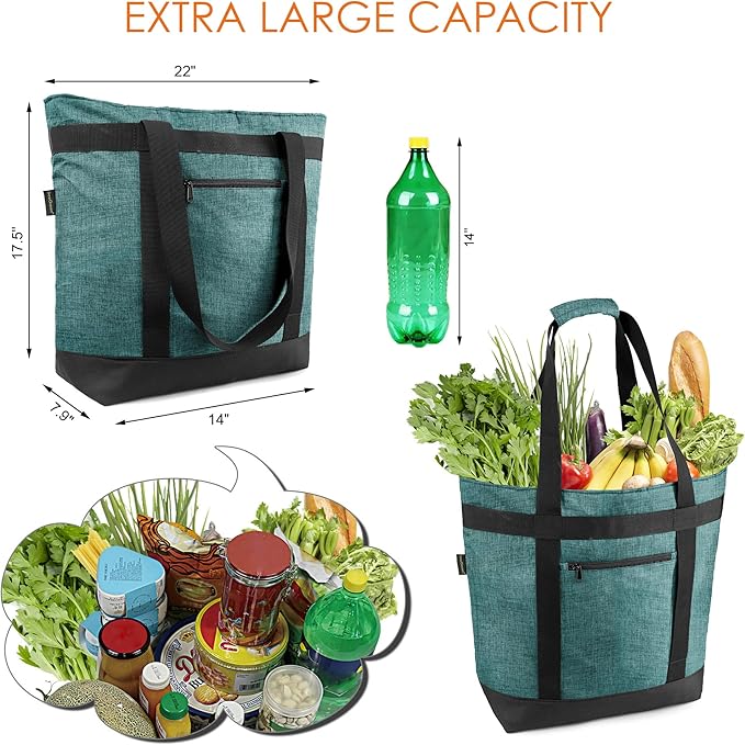 BeeGreen Insulated Cooler Bag Leakproof Freezer Shopping Tote for Groceries Thermal Food Delivery Bag