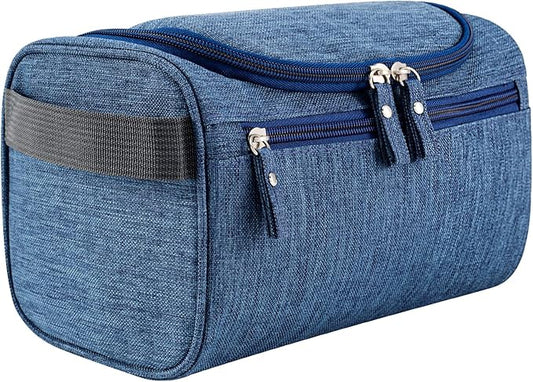 Hanging Toiletry Bag for Women and Men Traveling Makeup Large Capacity Cosmetics Portable Dopp Kit Storage Organizer Bag with Hanging Hook for Toiletries Brushes (Frosted Navy)