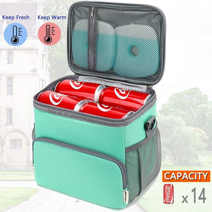 Insulated Lunch Bag for Adult/Women/Men, Reusable Large Lunch Box Cooler Soft Tote, Thermal Meal Prep Lunch Pail with Adjustable Shoulder Strap for Picnic/School/Travel/Office, Green