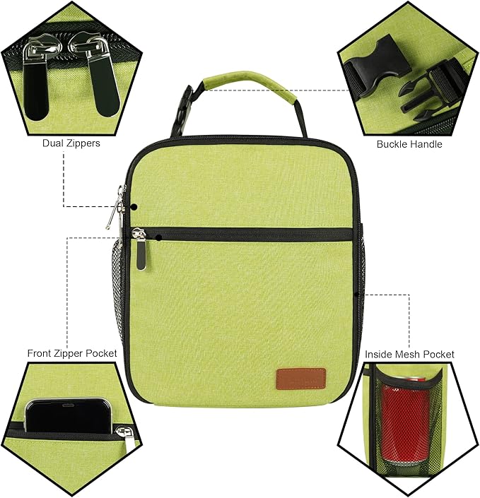 Femuar Lunch Box for Men Women Adults Small Lunch Bag for Office Work Picnic - Reusable Portable Lunchbox, Green