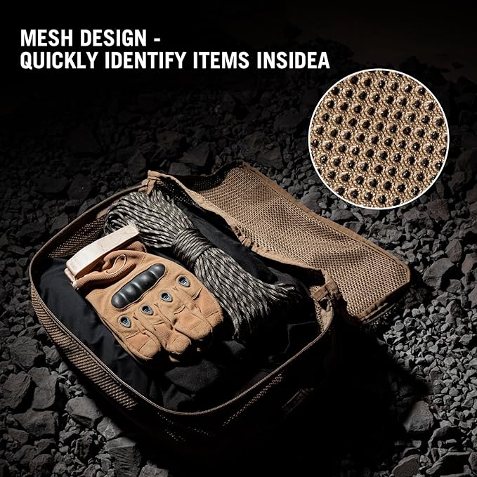 PETAC GEAR 3 PCS Tactical Modular Packing Cubes, Large Capacity Mesh Storage Bag,Outdoor Travel Organize Storage Pouches Bags.