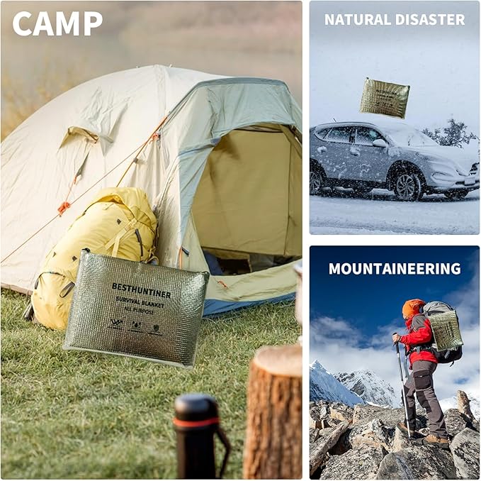 Heavy Duty Survival Blanket -Multifunctional Reflective Tarp Thermal Blanket - 60" x 83" Waterproof Sandproof for Camping Hiking Outdoors Multifunctional Emergency Blanket…
