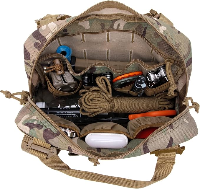 Molle Admin Pouch with Laser Cutting Loop,Car EDC EMT Molle Pouches, Large Capacity Tactical Pouch, EDC Pouch Organizer Include US Flag