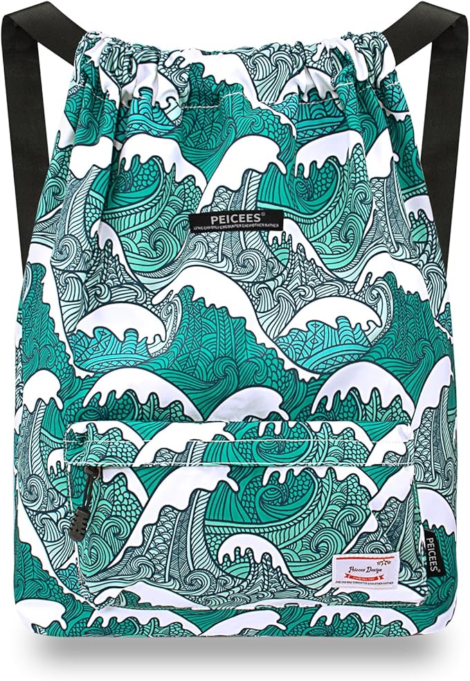 Peicees Waterproof Drawstring Sport Bag Lightweight Sackpack Backpack for Men and Women