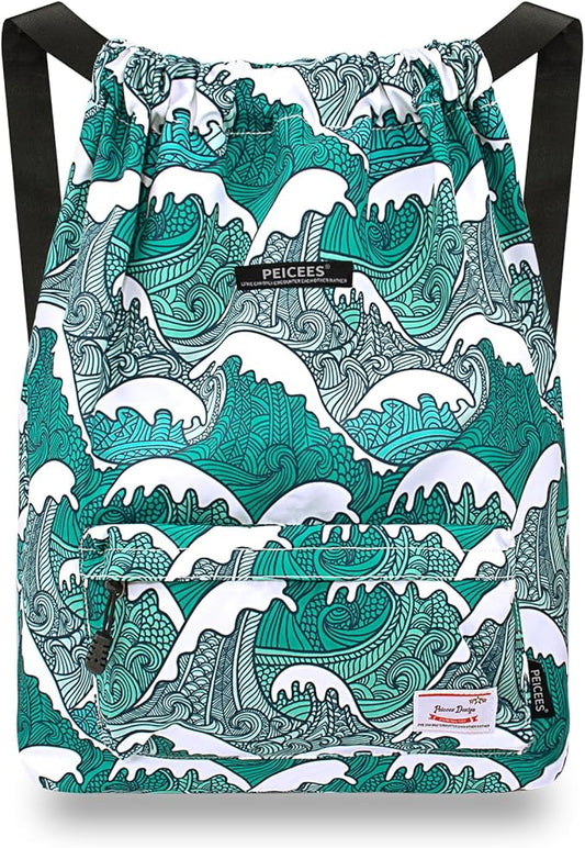 Peicees Waterproof Drawstring Sport Bag Lightweight Sackpack Backpack for Men and Women