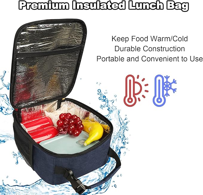 Femuar Lunch Box for Men Women Adults, Small Lunchbox for Work Picnic - Reusable Lunch bag Portable Lunch tote, Blue