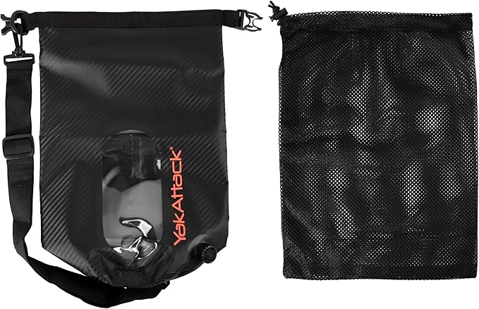 YakAttack 5L Roll-Top Drybag with Air Valve - Black Carbon | Waterproof Marine Dry Bag for Kayaking, Boating & Paddleboarding | Heavy Duty Small Drybag for Gear Protection | Compact Kayak Storage Bag