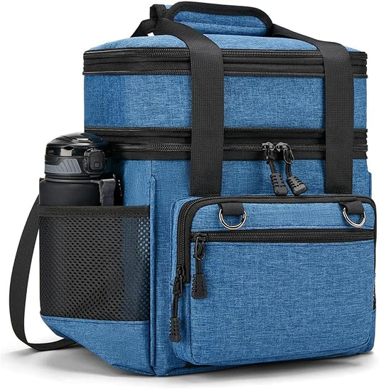 Insulated Lunch Box for Men/Women: Reusable Lunch Bag for Work Office Daytrip Picnic Beach - Leakproof Cooler Tote Bag Organizer for Adults - Blue