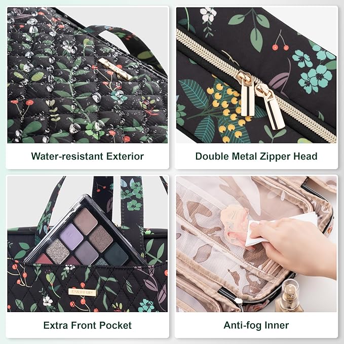 Everfun Hanging Travel Toiletry Bag for Women Traveling With Leakproof Compartment Makeup Cosmetic Organizer Dopp Kit Travel Accessories Essentials Must Have