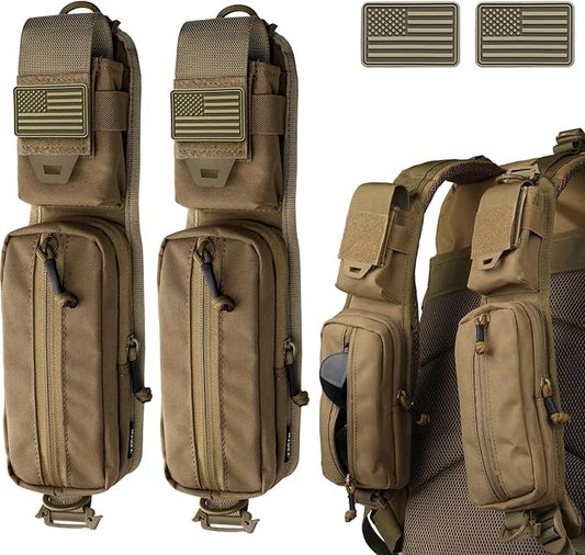 WYNEX Molle Accessories Pouch of Double Zipper Pocket Version, Backpack Strap Pouch Shoulder Strap Molle Attachment Tactical Accessories Bag Shoulder Starps Zipper Pocket Additional Phone Holder
