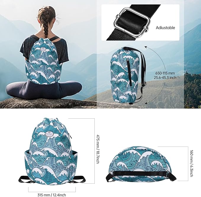 HUA ANGEL Floral Print Drawstring Bag - Lightweight Waterproof Cinch Sackpack with Side Pocket for Men & Women Travel Gym Bag