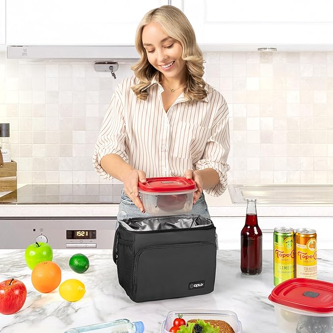 opux Insulated Soft Lunch Bag for Men Women for Office Work School Picnic, Leakproof Cooler Bag with Shoulder Strap for Kid Adult (Charcoal Gray)