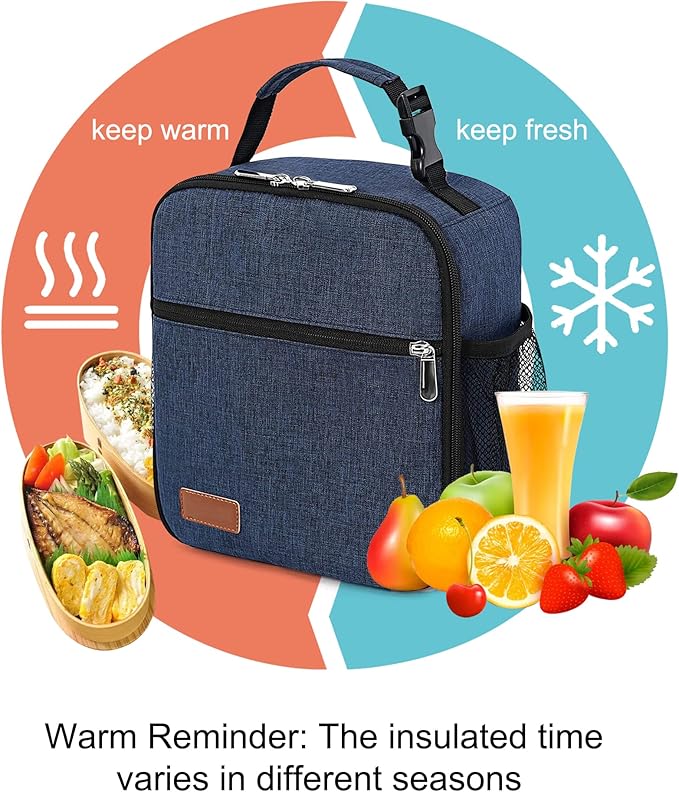 Lunch Box for Men & Women Durable Lunch Bag for Adults & Kids Reusable Small Lunchbox Blue