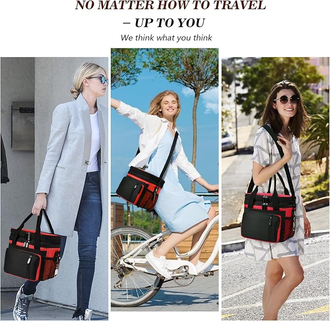 Lunch Box & Lunch Bag for Men Women, Large Insulated Adult Lunch Box, Leakproof Cooler Lunchbox with Bottle Opener for Work Picnic Beach, 16L, Red