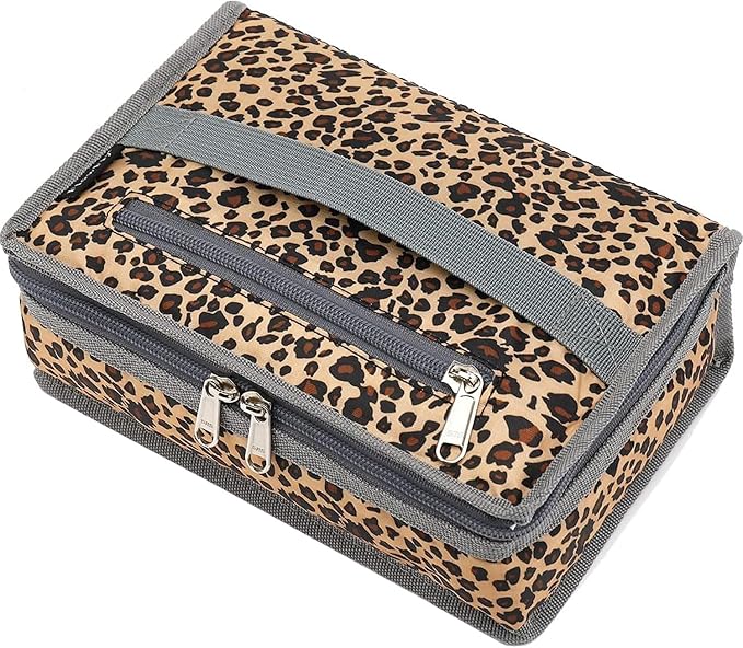 FlowFly Small Insulated Lunch box Portable Soft Bag Mini Cooler Thermal Meal Tote Kit with Handle for Work & School, Leopard