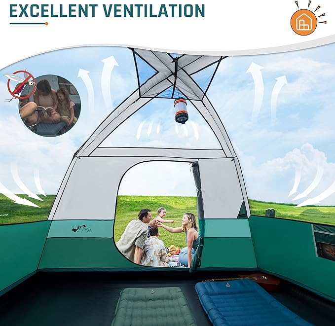 Tents for Camping 6/10 Person Camping Tent with Screen Porch, Weatherproof Large Cabin Tent with Rainfly and Carry Bag, Family Tent for Outdoor Camping and Backyard