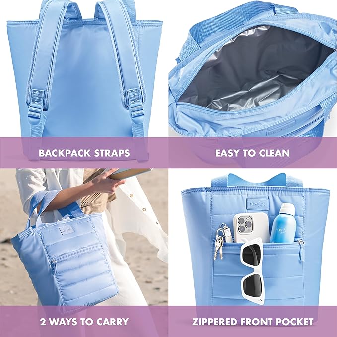 Fit & Fresh Carefree Cooler Collection – Insulated, Leakproof, Water-Resistant Tote & Mini Sling Bag for Summer Pool & Travel