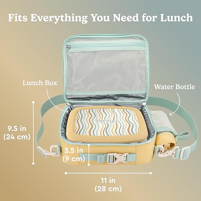Bentgo Kids Lunch Bag (Whimsy & Wonder Collection) - Durable, Double-Insulated Lunch Bag for Kids 3+; Holds Lunch Box/Water Bottle/Snacks; Water-Resistant Fabric & Zip Pockets (Wavy)