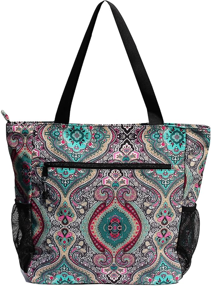 ESVAN Original Floral Water Resistant Large Tote Bag Shoulder Bag for Gym Beach Travel Daily Bags Upgraded