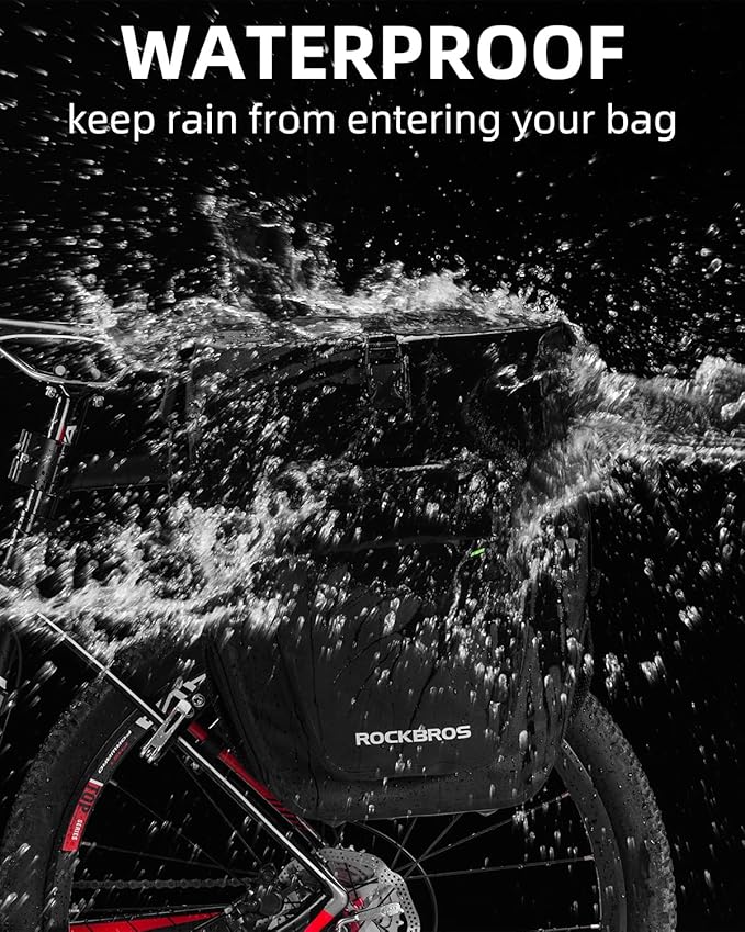 ROCKBROS Bike Pannier Waterproof 27L Large Capacity Bike Bag Rear Rack Bicycle Pannier Bag Waterproof for Grocery Touring Cycling Upgrade Black * 2