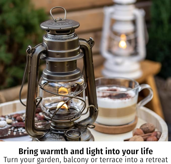 Baby Special 276 Storm Lantern - Made in Germany Since 1893 - Petroleum Lamp Made of Powder-Coated Steel and Shatterproof Glass - Sage Green