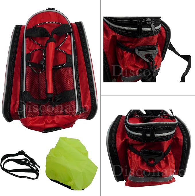 Disconano® Waterproof Multi Function Excursion Cycling Bicycle Bike Rear Seat Trunk Bag Carrying Luggage Package Rack Panniers with Rainproof Cover