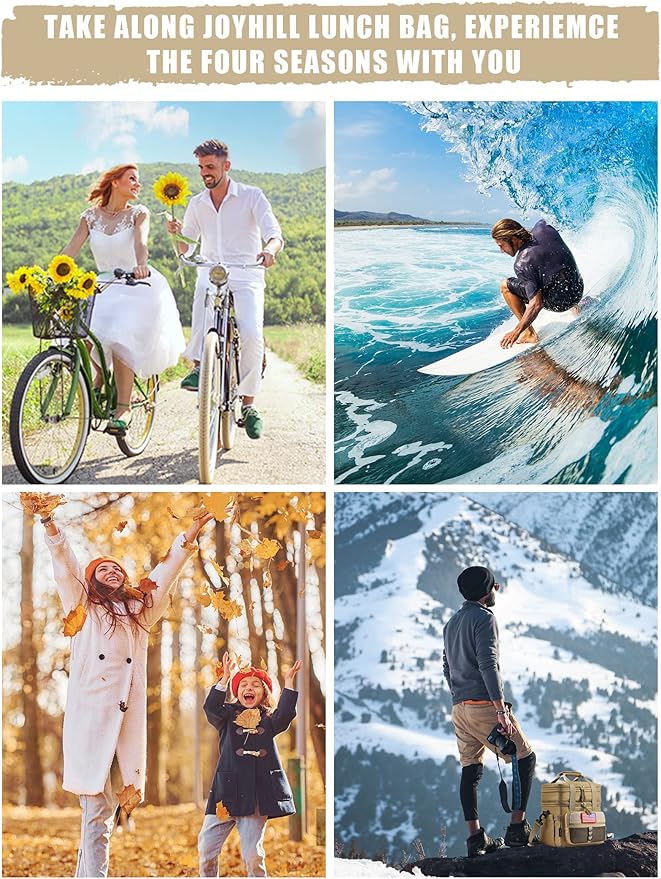 JOYHILL 18 L Tactical Lunch Box - Insulated, Leakproof, and Expandable Double-Deck Cooler Bag for Work, Camping, Picnic - Durable Black Lunch Bag for Adults,24 Can