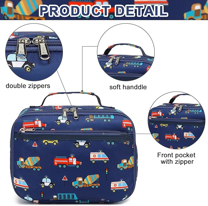 LOIDOU Lunch Box for Kids Boys Girls Insulated Lunch Bag Thermal Meal Tote Reusable Lunch Pail Bags for School Travel