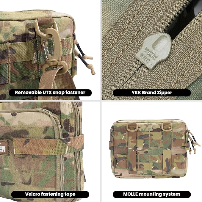 EXCELLENT ELITE SPANKER Tactical Molle Admin Pouch Utility Organizer EDC Medical Bag Utility EDC Tool Pouch with Shoulder Strap Attachment Pouches Waist Bag