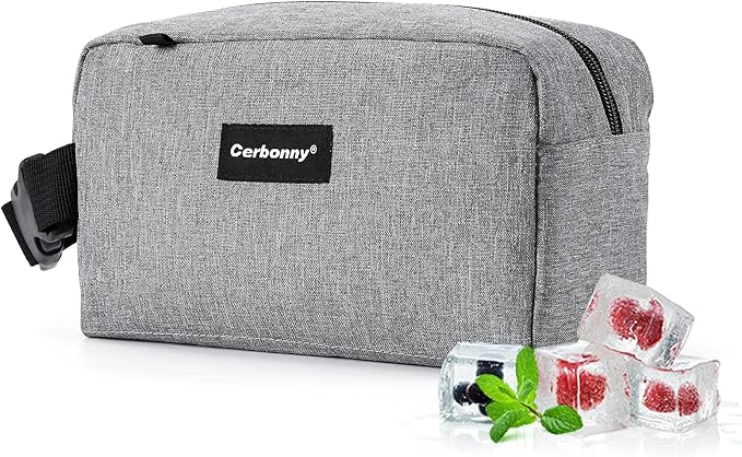 Cerbonny Cooler Bag Freezable Lunch Bag for Work School Travel,Leak-proof Small Lunch Bag,Small Insulated Bag For Kids 3+/Adults,Freezer Lunch Bags,Freezable Snack Bag,Grey