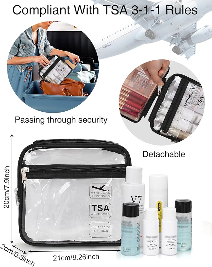 Relavel Travel Makeup Bag Hanging Toiletry Bag for Women Men TSA Approved Clear Bag Toiletries Waterproof Cosmetic Bag Toiletry Bag Travel Toiletry Organizer for Bathroom Shower, Large Size