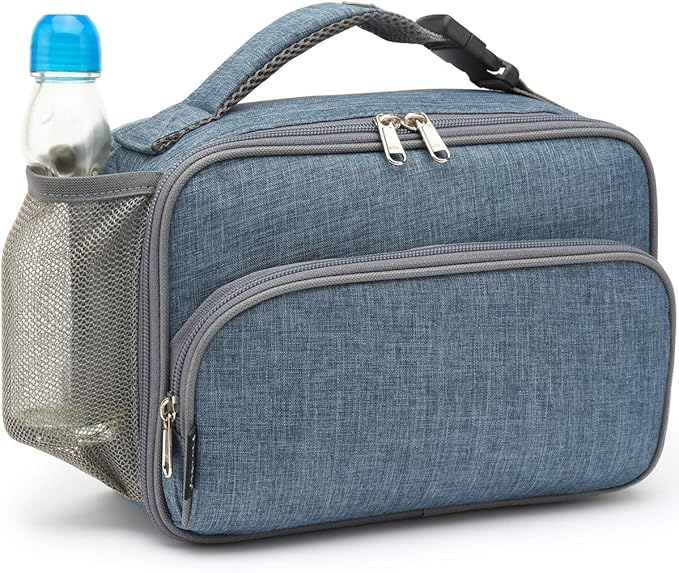 FlowFly Kids Lunch box Insulated Soft Bag Mini Cooler Back to School Thermal Meal Tote Kit for Girls, Boys,Navy