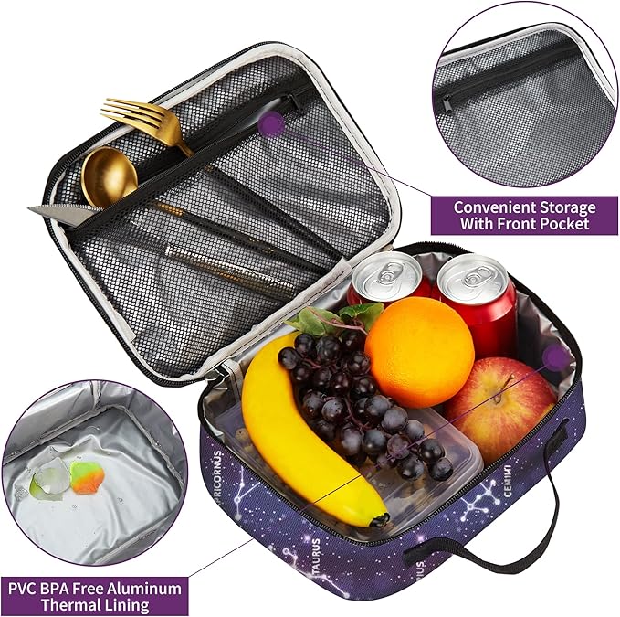 rickyh style Lunch Box with Padded Liner, Spacious Insulated Lunch Bag Durable Thermal Lunch Cooler Pack with Strap for Boys Girls Adults School Sports Beach Picnic Work Camp,2 Pocket (LBXINGZUO)